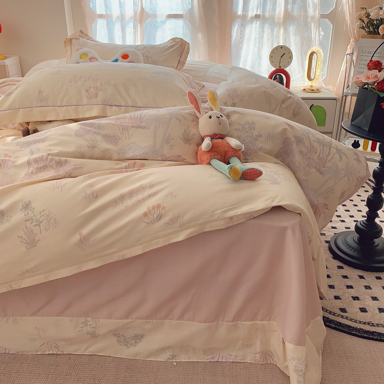 91家纺网 家纺一手货源 找家纺 奈萝家纺 2025新款全棉纯棉小清新印花四件套-第二波 雾迟