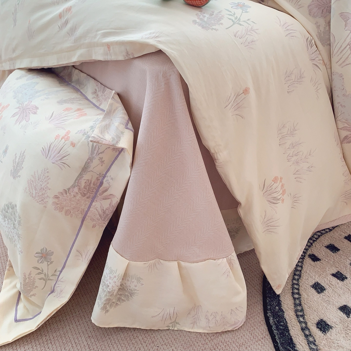 91家纺网 家纺一手货源 找家纺 奈萝家纺 2025新款全棉纯棉小清新印花四件套-第二波 雾迟