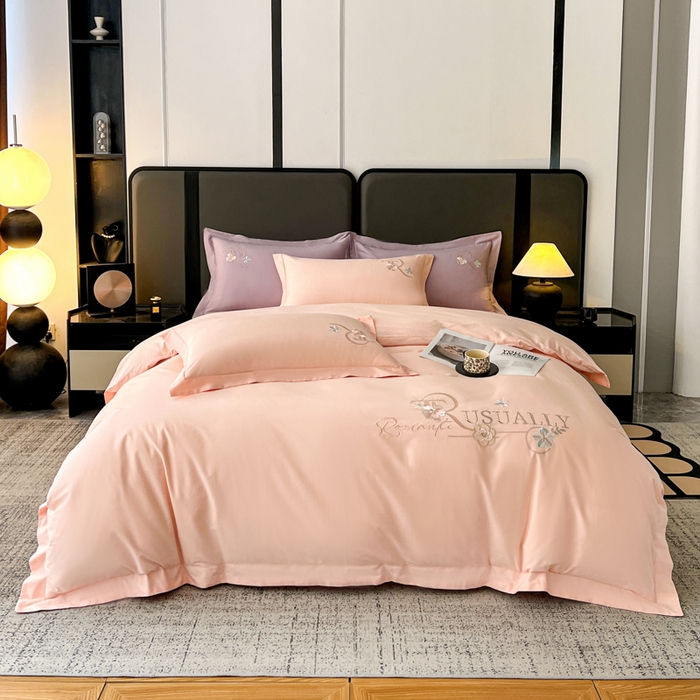 AB家纺  2026年新款全棉绣花四件套—春妍 春妍-粉玉