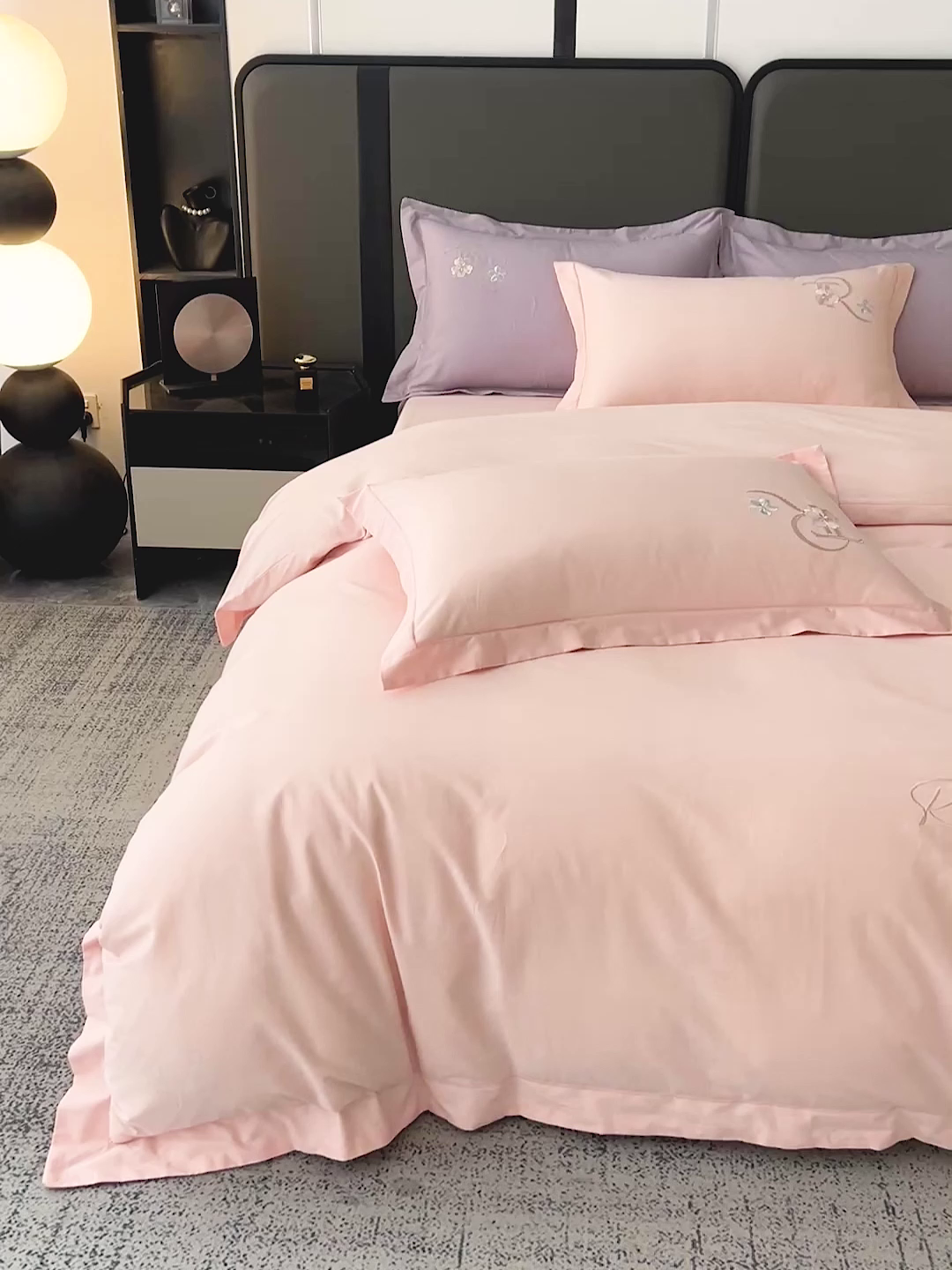 91家纺网 家纺一手货源 找家纺 AB家纺  2026年新款全棉绣花四件套—春妍 春妍-粉玉