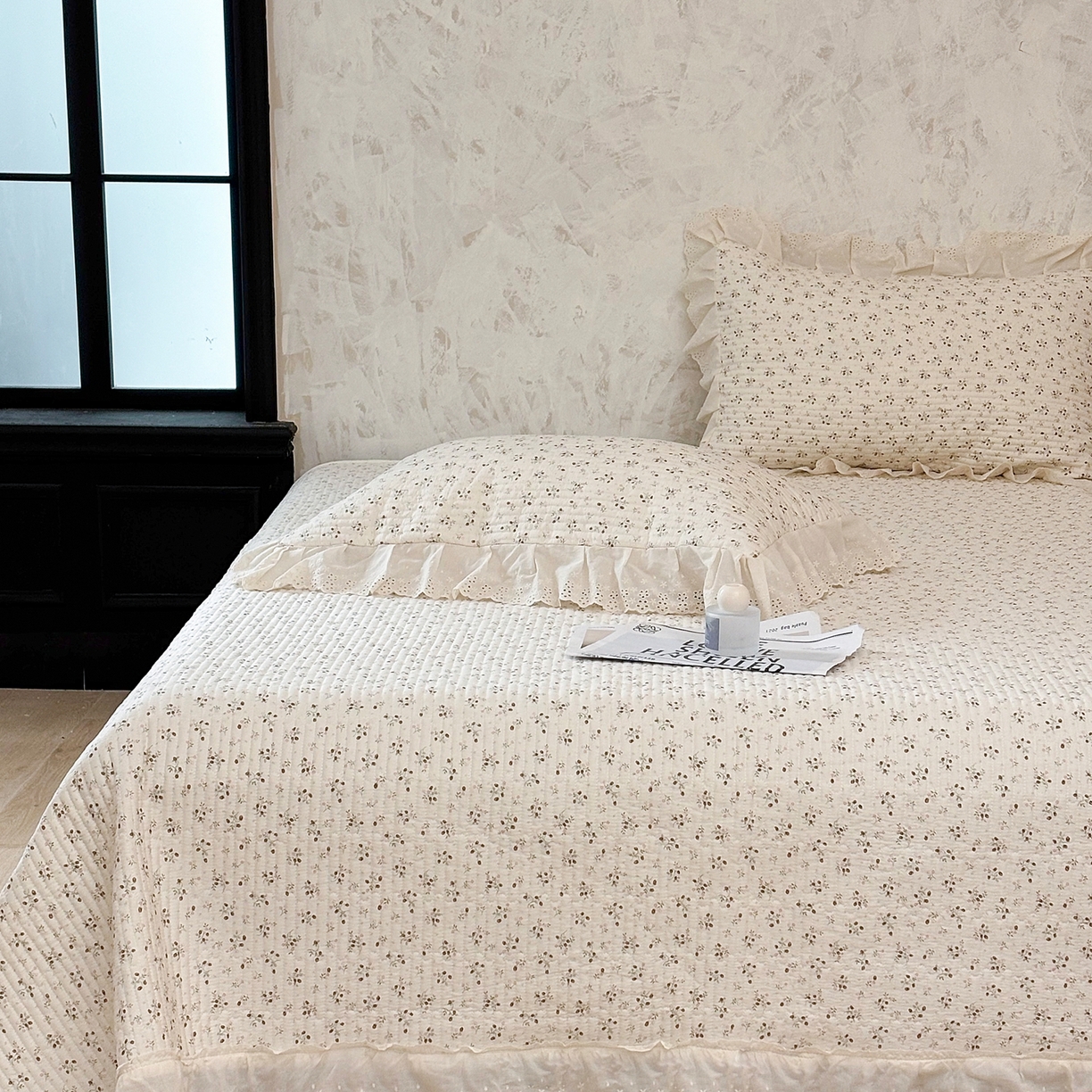 满座家居 2026新款法式纯棉花边全棉床盖四件套小碎花田园风 甜心