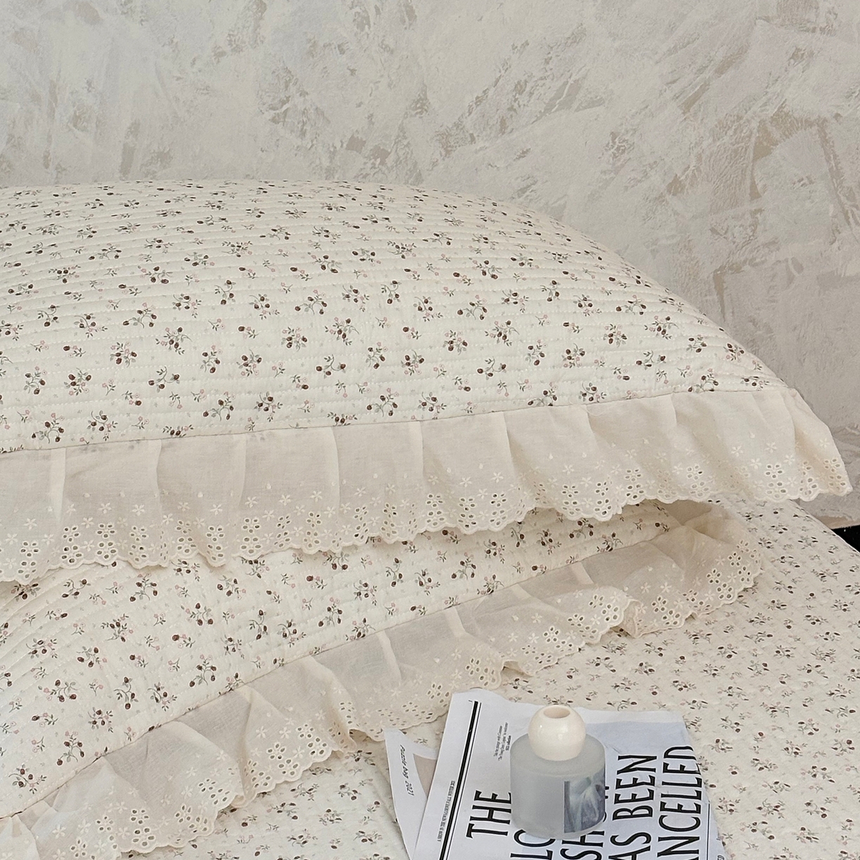 91家纺网 家纺一手货源 找家纺 满座家居 2026新款法式纯棉花边全棉床盖四件套小碎花田园风 甜心