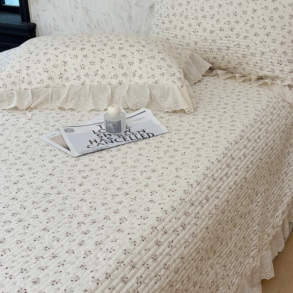 91家纺网 家纺一手货源 找家纺 满座家居 2026新款法式纯棉花边全棉床盖四件套小碎花田园风 甜心