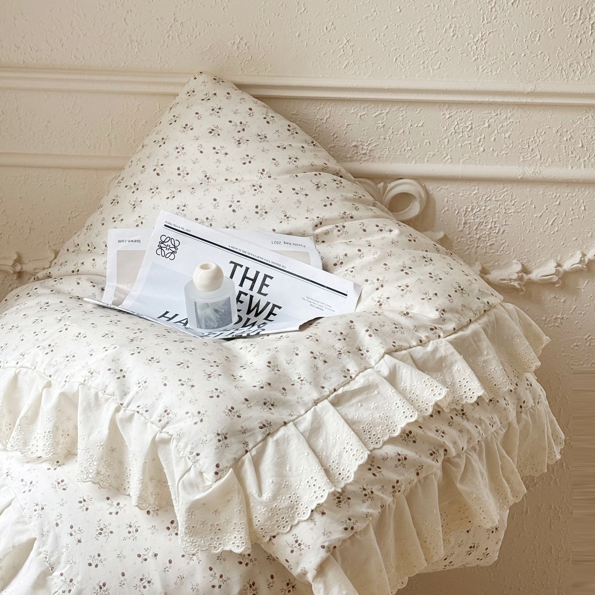 91家纺网 家纺一手货源 找家纺 满座家居 2026新款法式纯棉花边全棉床盖四件套小碎花田园风 甜心