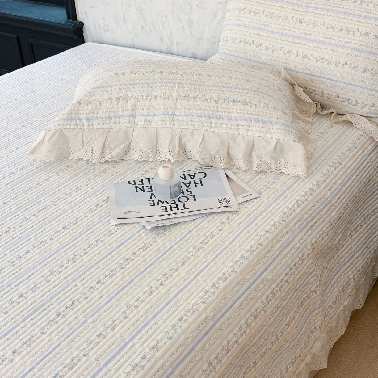 91家纺网 家纺一手货源 找家纺 满座家居 2026新款法式纯棉花边全棉床盖四件套小碎花田园风 知梦