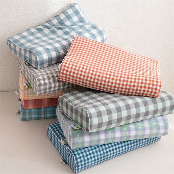 91家纺网 家纺一手货源 找家纺 （总）仁宇枕业 2026新款全棉色织水洗棉儿童乳胶枕中老年成人乳胶枕头枕芯