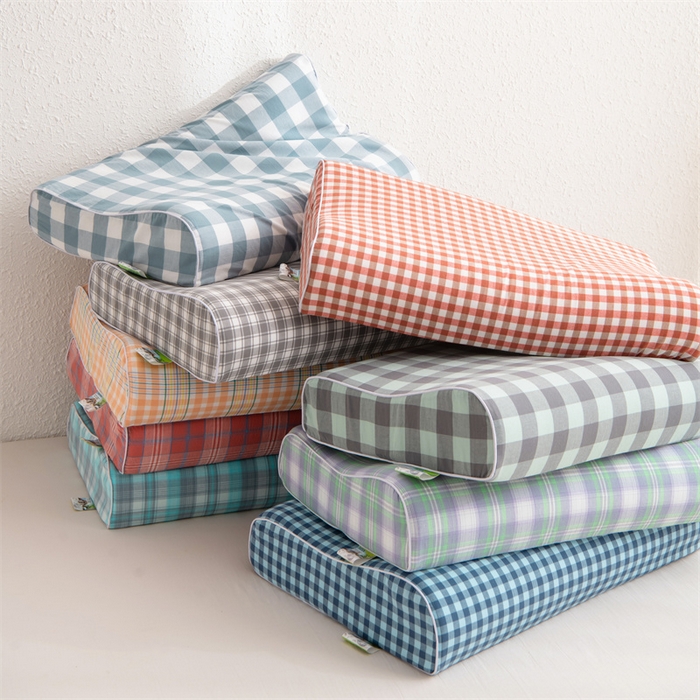 91家纺网 家纺一手货源 找家纺 （总）仁宇枕业 2026新款全棉色织水洗棉儿童乳胶枕中老年成人乳胶枕头枕芯