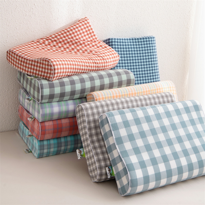 （总）仁宇枕业 2026新款全棉色织水洗棉儿童乳胶枕中老年成人乳胶枕头枕芯