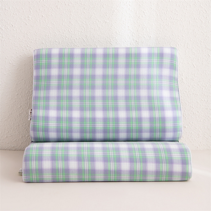 91家纺网 家纺一手货源 找家纺 仁宇枕业 2026新款全棉色织水洗棉儿童乳胶枕中老年成人乳胶枕头枕芯 无印风乳胶枕-绿白大格