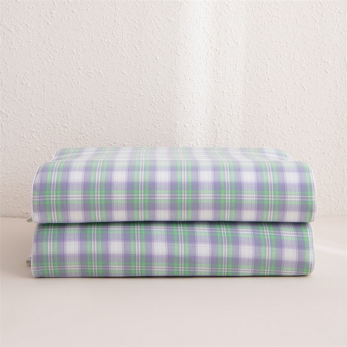 91家纺网 家纺一手货源 找家纺 仁宇枕业 2026新款全棉色织水洗棉儿童乳胶枕中老年成人乳胶枕头枕芯 无印风乳胶枕-绿白大格