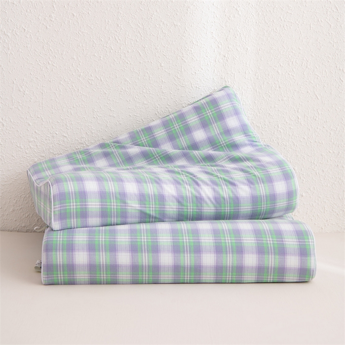 91家纺网 家纺一手货源 找家纺 仁宇枕业 2026新款全棉色织水洗棉儿童乳胶枕中老年成人乳胶枕头枕芯 无印风乳胶枕-绿白大格