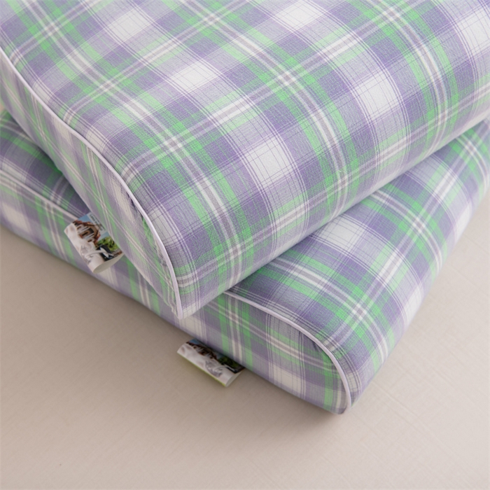 91家纺网 家纺一手货源 找家纺 仁宇枕业 2026新款全棉色织水洗棉儿童乳胶枕中老年成人乳胶枕头枕芯 无印风乳胶枕-绿白大格