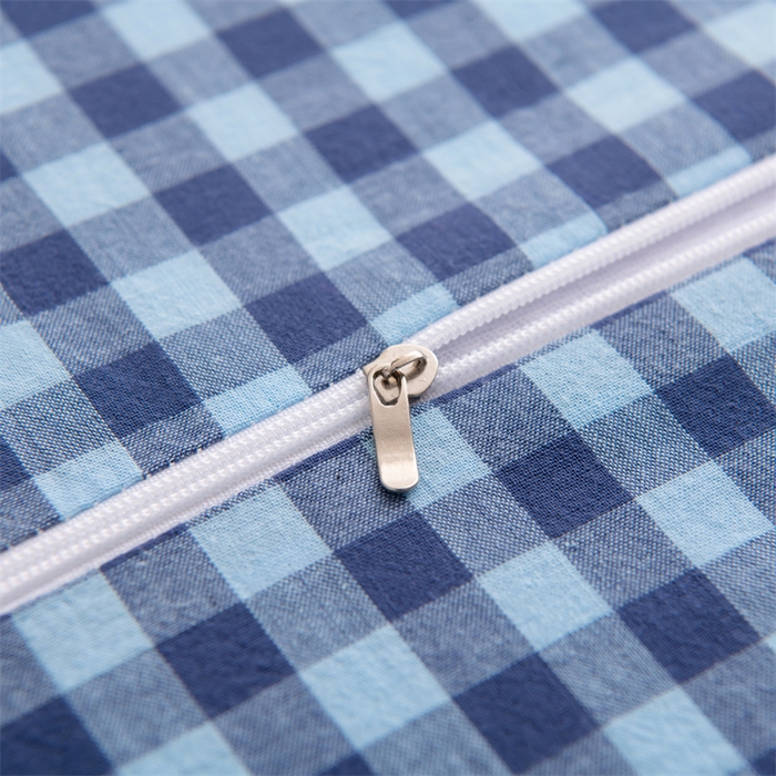 91家纺网 家纺一手货源 找家纺 仁宇枕业 2026新款全棉色织水洗棉儿童乳胶枕中老年成人乳胶枕头枕芯 无印风乳胶枕-蓝色小格