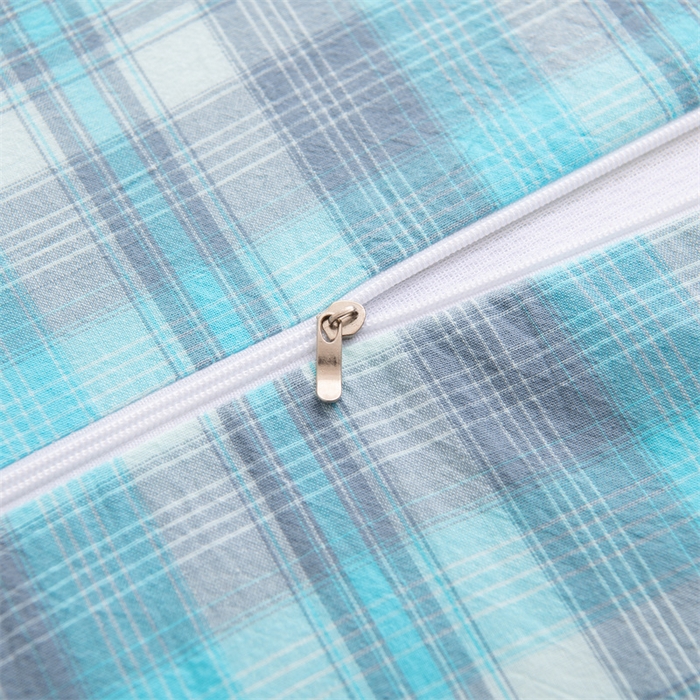 91家纺网 家纺一手货源 找家纺 仁宇枕业 2026新款全棉色织水洗棉儿童乳胶枕中老年成人乳胶枕头枕芯 无印风乳胶枕-蓝灰大格