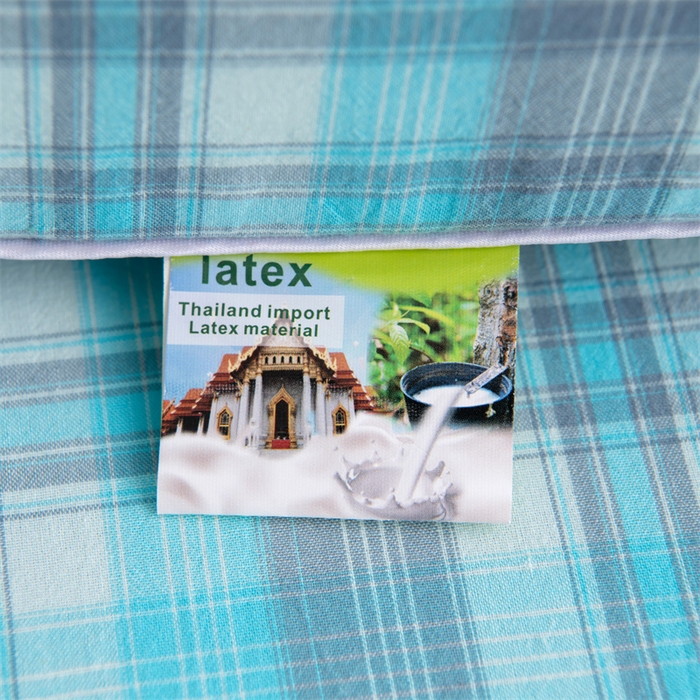 91家纺网 家纺一手货源 找家纺 仁宇枕业 2026新款全棉色织水洗棉儿童乳胶枕中老年成人乳胶枕头枕芯 无印风乳胶枕-蓝灰大格