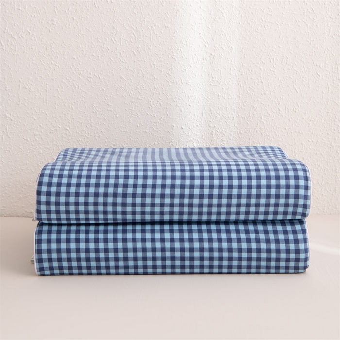 91家纺网 家纺一手货源 找家纺 仁宇枕业 2026新款全棉色织水洗棉儿童乳胶枕中老年成人乳胶枕头枕芯 无印风乳胶枕-蓝色小格