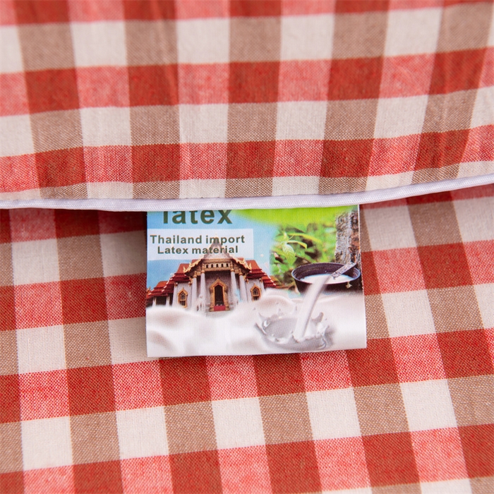 91家纺网 家纺一手货源 找家纺 仁宇枕业 2026新款全棉色织水洗棉儿童乳胶枕中老年成人乳胶枕头枕芯 无印风乳胶枕-蜜粉小格