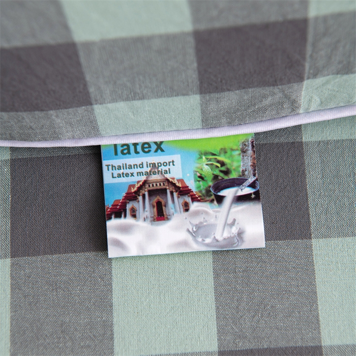 91家纺网 家纺一手货源 找家纺 仁宇枕业 2026新款全棉色织水洗棉儿童乳胶枕中老年成人乳胶枕头枕芯 无印风乳胶枕-灰绿大格