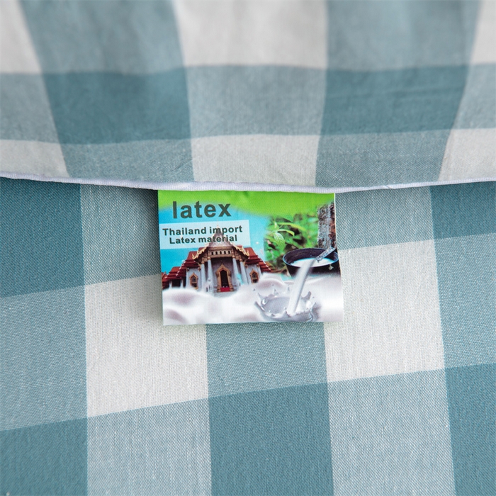 91家纺网 家纺一手货源 找家纺 仁宇枕业 2026新款全棉色织水洗棉儿童乳胶枕中老年成人乳胶枕头枕芯 无印风乳胶枕-蓝白大格