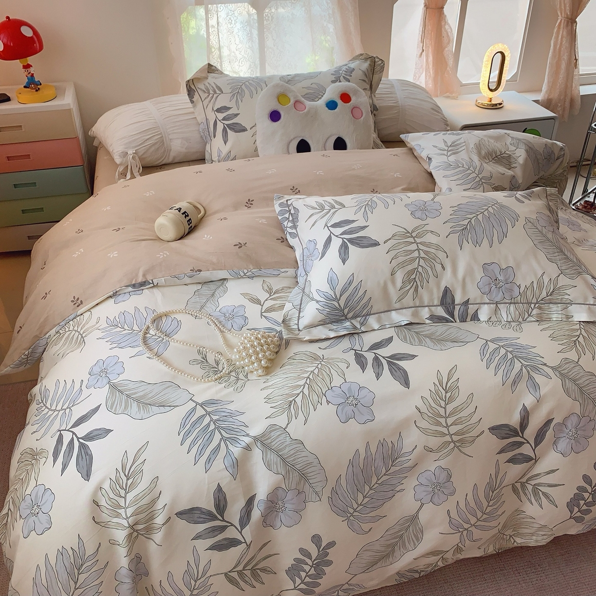 91家纺网 家纺一手货源 找家纺 奈萝家纺 2025新款全棉纯棉小清新印花四件套-第二波 秋叶