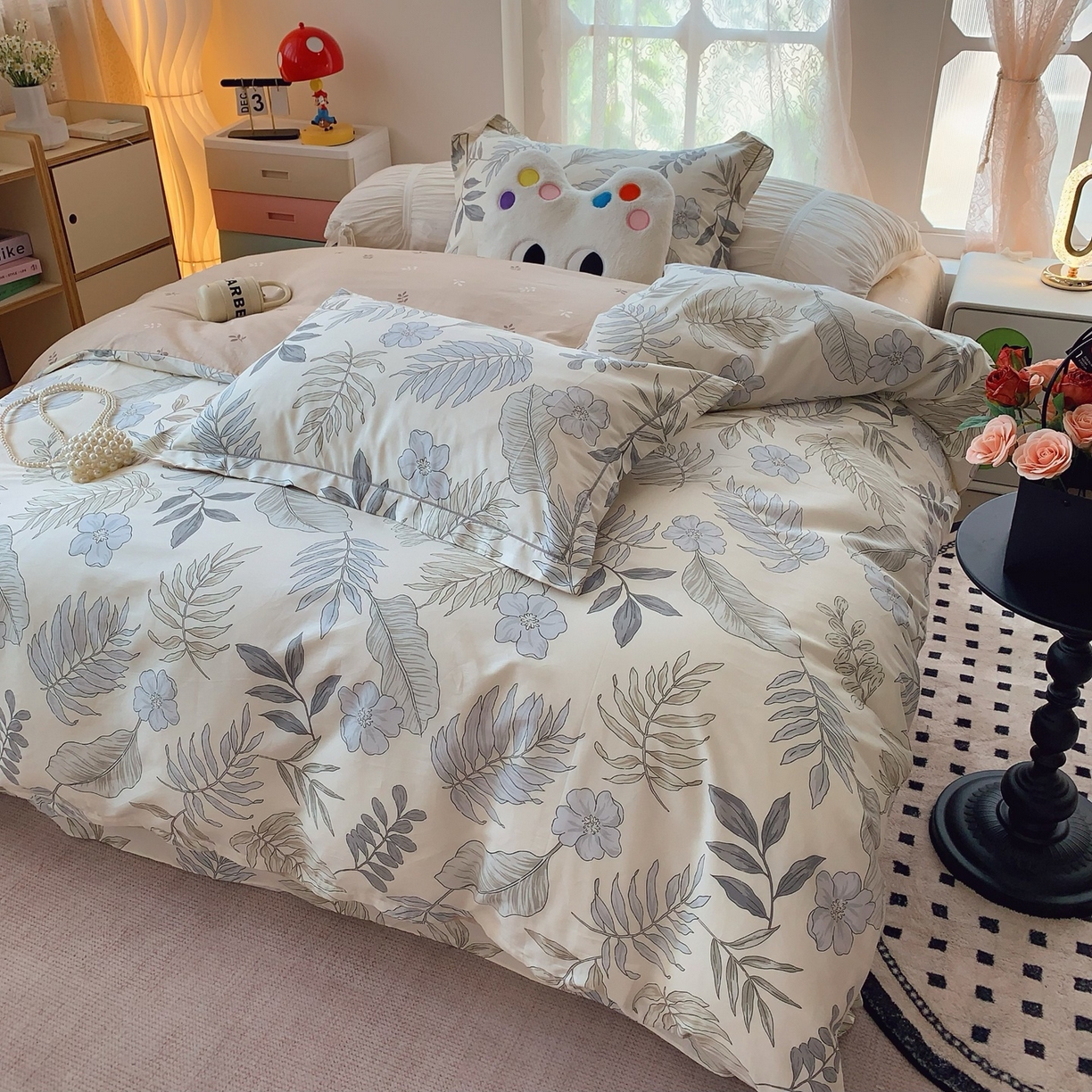 91家纺网 家纺一手货源 找家纺 奈萝家纺 2025新款全棉纯棉小清新印花四件套-第二波 秋叶