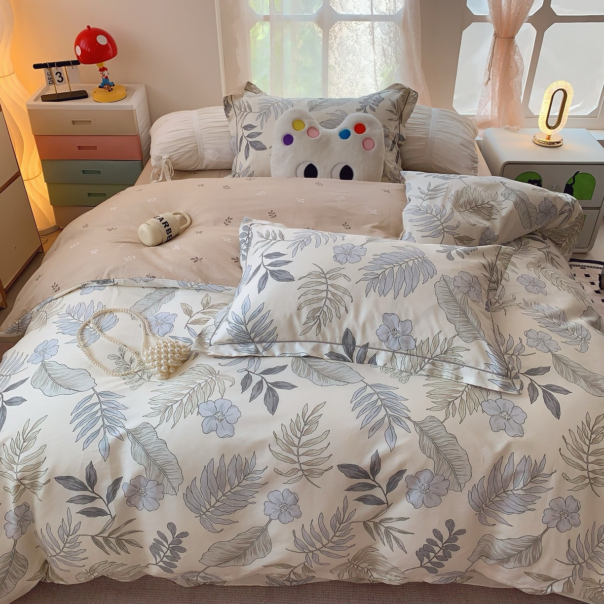 91家纺网 家纺一手货源 找家纺 奈萝家纺 2025新款全棉纯棉小清新印花四件套-第二波 秋叶