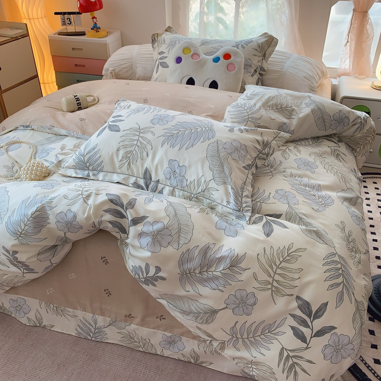 91家纺网 家纺一手货源 找家纺 奈萝家纺 2025新款全棉纯棉小清新印花四件套-第二波 秋叶