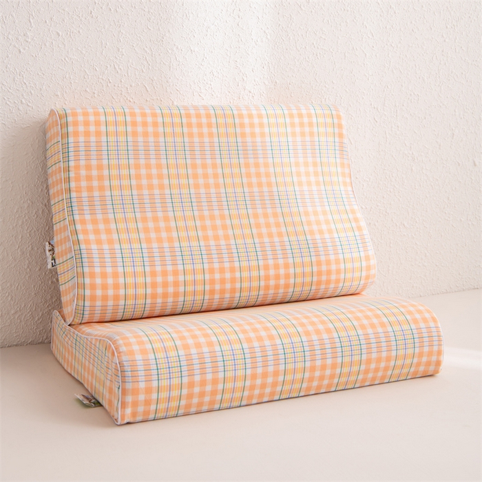 91家纺网 家纺一手货源 找家纺 仁宇枕业 2026新款全棉色织水洗棉儿童乳胶枕中老年成人乳胶枕头枕芯 无印风乳胶枕-黄白小格