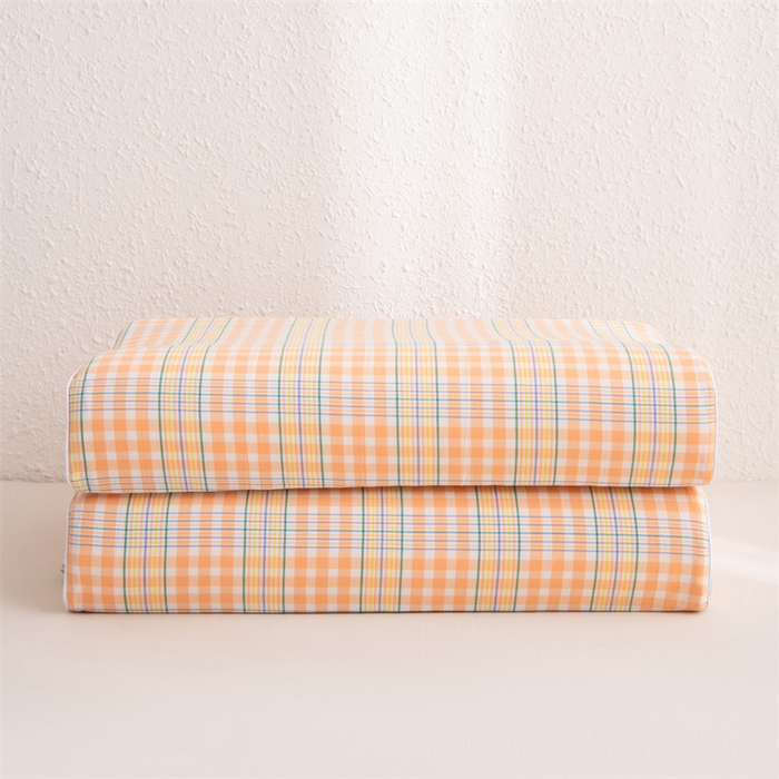 仁宇枕业 2026新款全棉色织水洗棉儿童乳胶枕中老年成人乳胶枕头枕芯 无印风乳胶枕-黄白小格