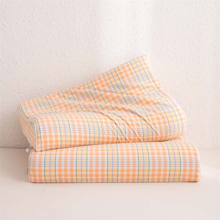 91家纺网 家纺一手货源 找家纺 仁宇枕业 2026新款全棉色织水洗棉儿童乳胶枕中老年成人乳胶枕头枕芯 无印风乳胶枕-黄白小格