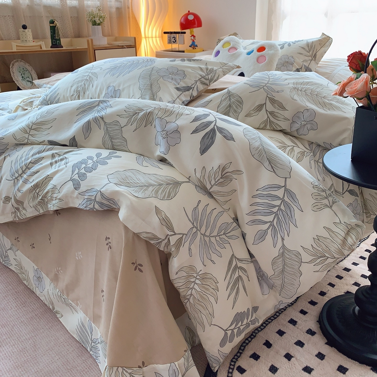 91家纺网 家纺一手货源 找家纺 奈萝家纺 2025新款全棉纯棉小清新印花四件套-第二波 秋叶