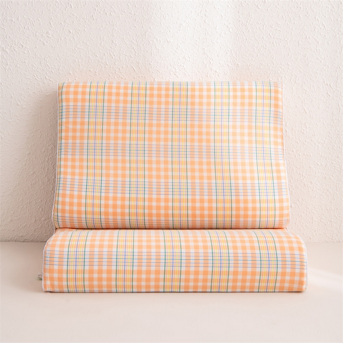 91家纺网 家纺一手货源 找家纺 仁宇枕业 2026新款全棉色织水洗棉儿童乳胶枕中老年成人乳胶枕头枕芯 无印风乳胶枕-黄白小格