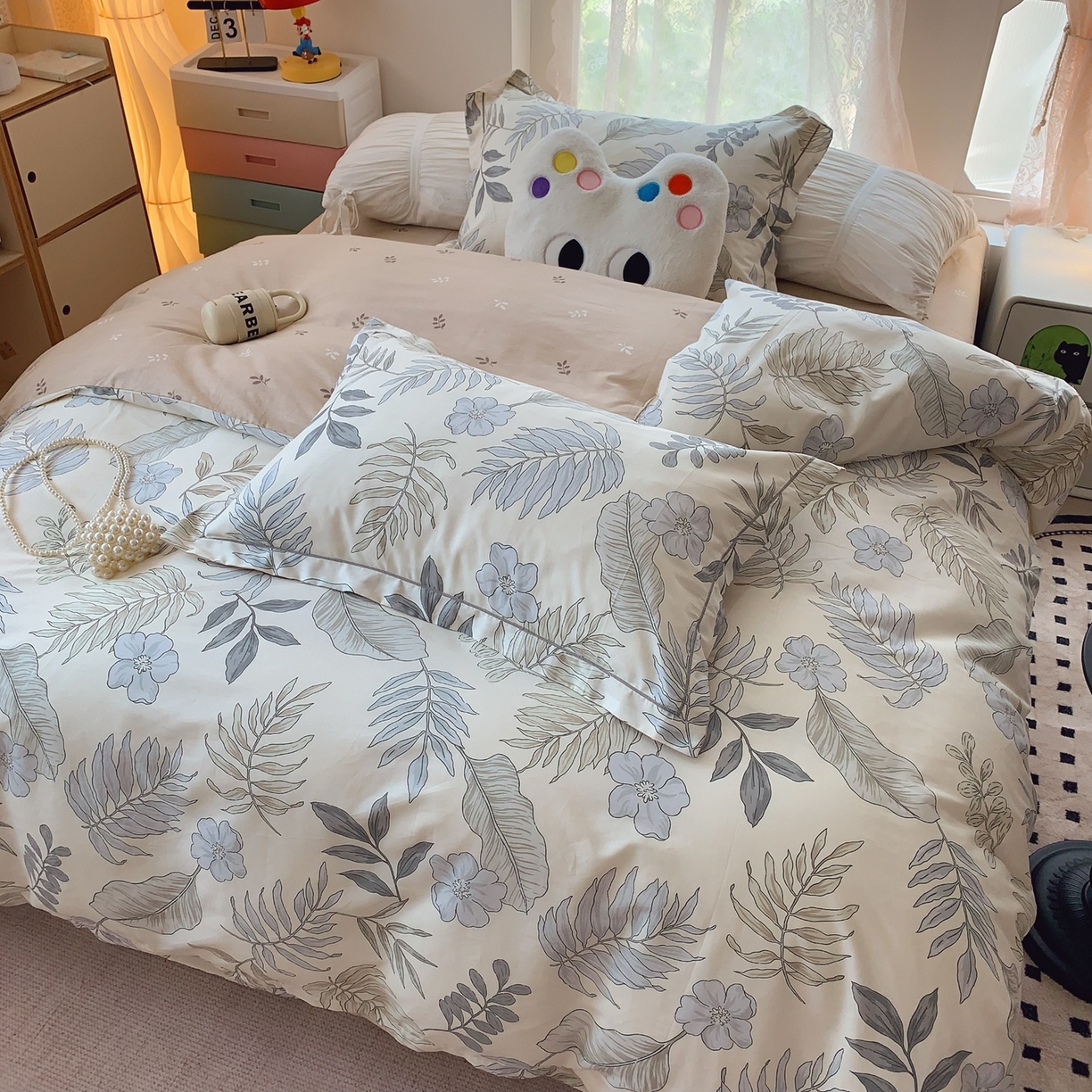 91家纺网 家纺一手货源 找家纺 奈萝家纺 2025新款全棉纯棉小清新印花四件套-第二波 秋叶