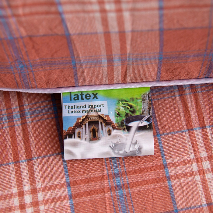 91家纺网 家纺一手货源 找家纺 仁宇枕业 2026新款全棉色织水洗棉儿童乳胶枕中老年成人乳胶枕头枕芯 无印风乳胶枕-红粉大格