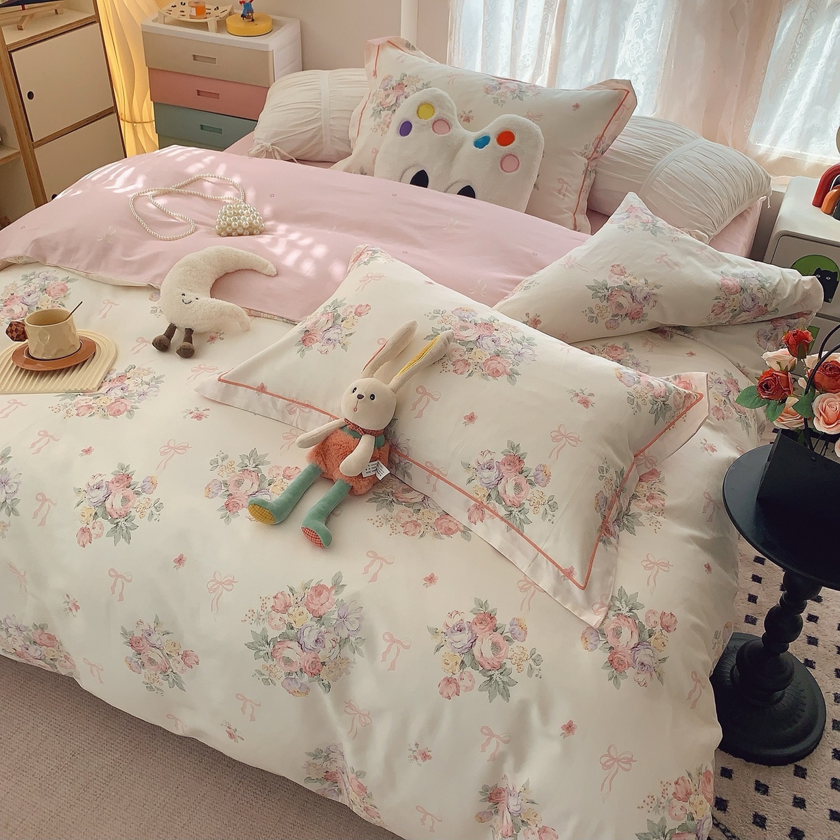 91家纺网 家纺一手货源 找家纺 奈萝家纺 2025新款全棉纯棉小清新印花四件套-第二波 卿本佳人