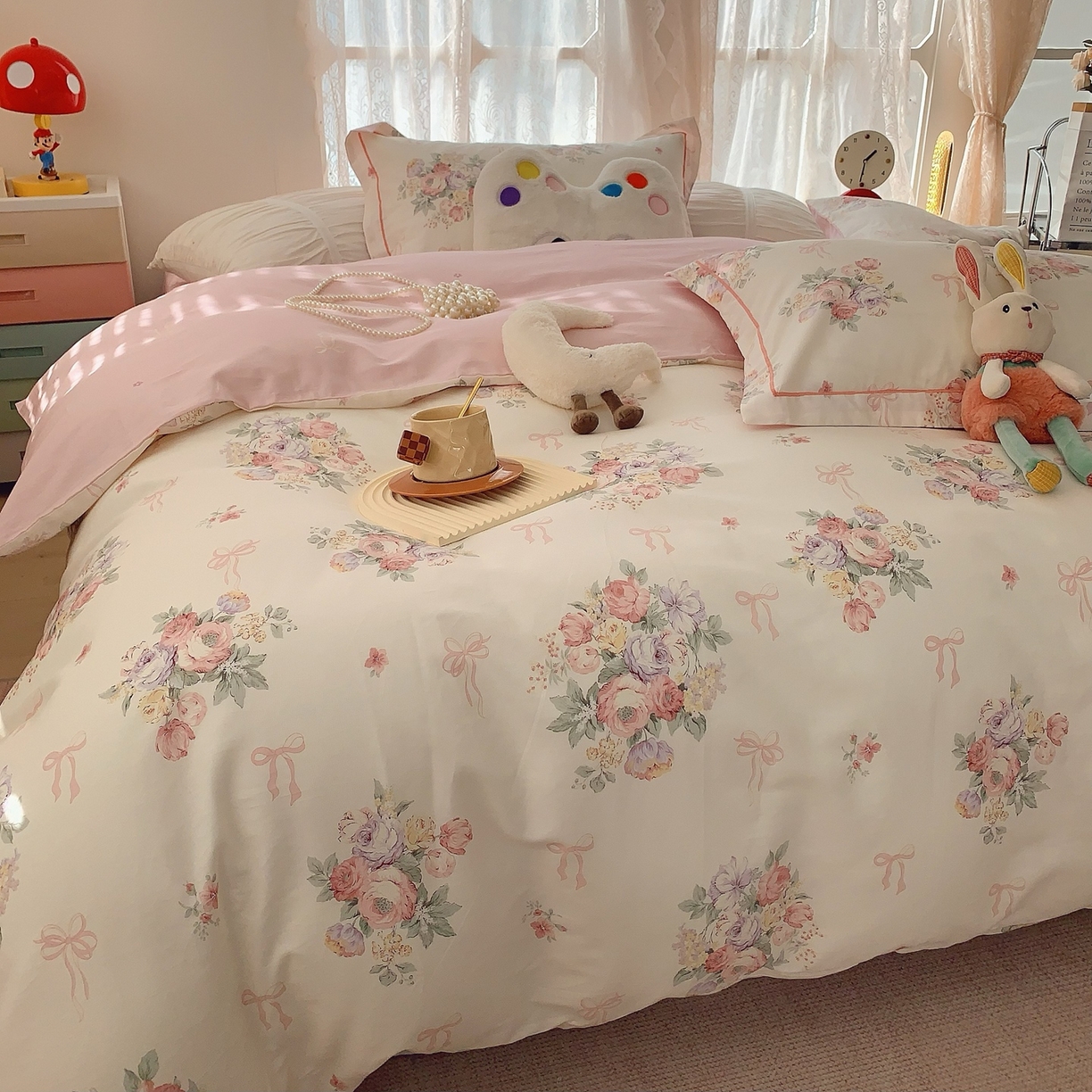 91家纺网 家纺一手货源 找家纺 奈萝家纺 2025新款全棉纯棉小清新印花四件套-第二波 卿本佳人