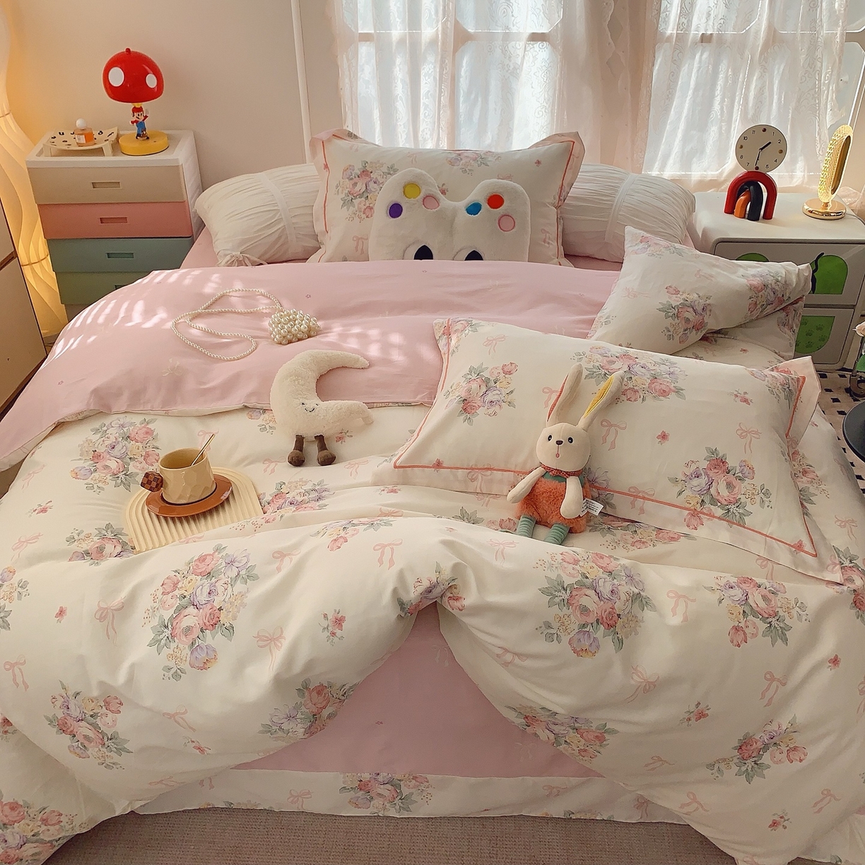 91家纺网 家纺一手货源 找家纺 奈萝家纺 2025新款全棉纯棉小清新印花四件套-第二波 卿本佳人