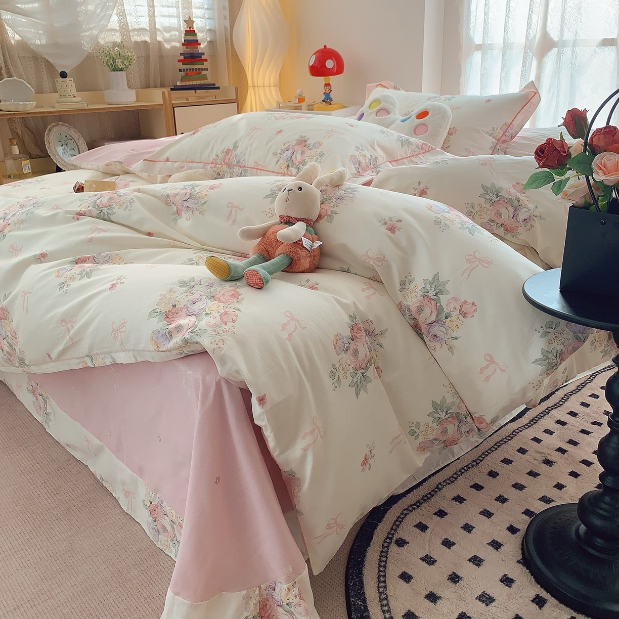 91家纺网 家纺一手货源 找家纺 奈萝家纺 2025新款全棉纯棉小清新印花四件套-第二波 卿本佳人