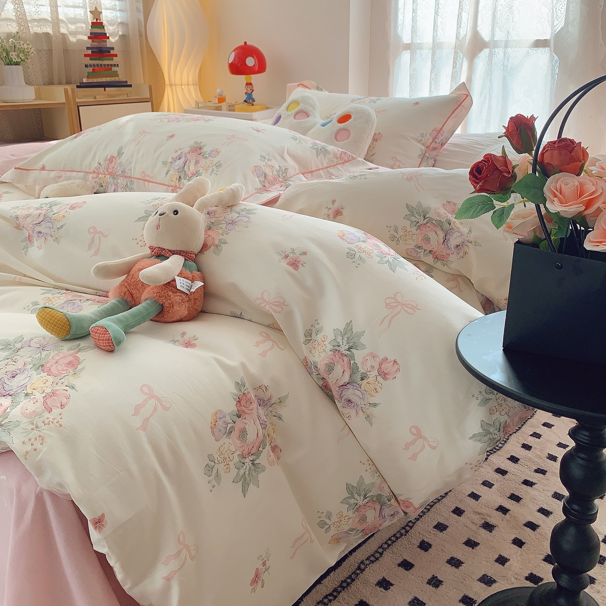 91家纺网 家纺一手货源 找家纺 奈萝家纺 2025新款全棉纯棉小清新印花四件套-第二波 卿本佳人