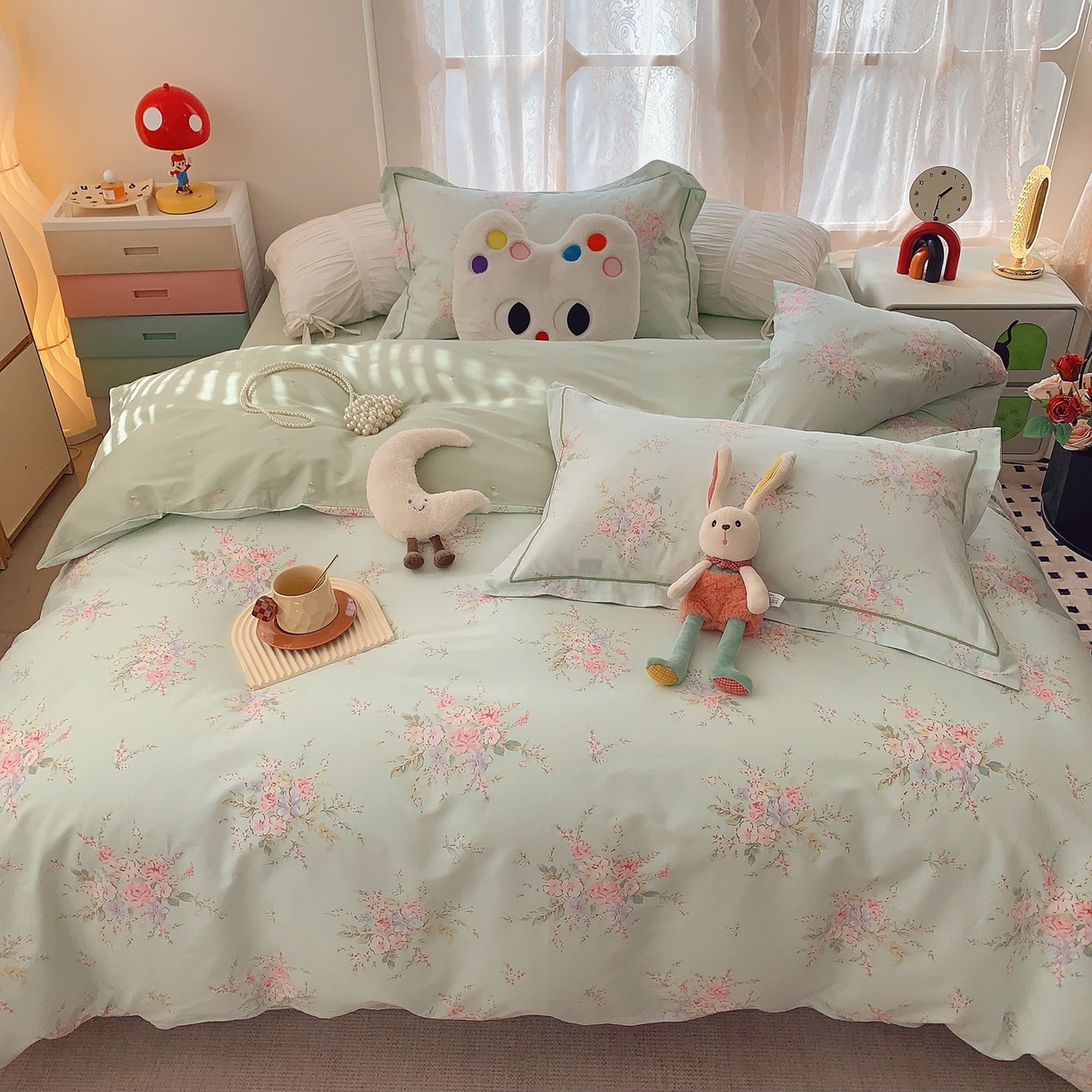 91家纺网 家纺一手货源 找家纺 奈萝家纺 2025新款全棉纯棉小清新印花四件套-第二波 青禾