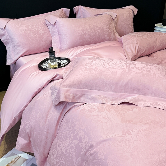 91家纺网 家纺一手货源 找家纺 60支花开富贵长绒棉丝光全棉提花四件套 花开富贵-豆沙