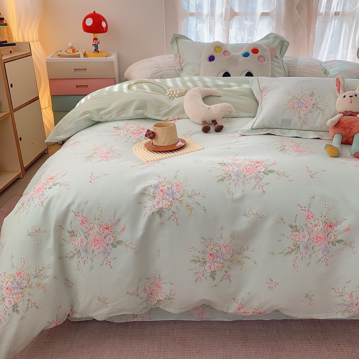 91家纺网 家纺一手货源 找家纺 奈萝家纺 2025新款全棉纯棉小清新印花四件套-第二波 青禾