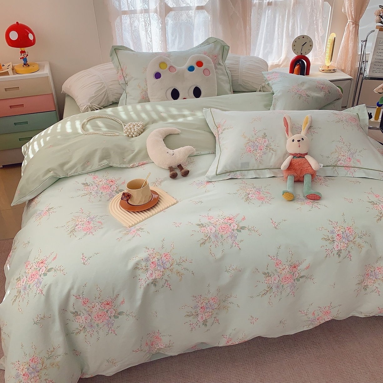 91家纺网 家纺一手货源 找家纺 奈萝家纺 2025新款全棉纯棉小清新印花四件套-第二波 青禾