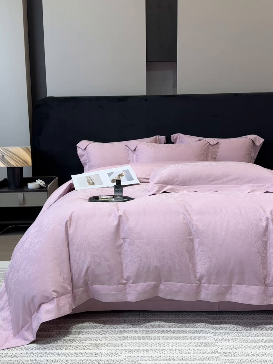 91家纺网 家纺一手货源 找家纺 60支花开富贵长绒棉丝光全棉提花四件套 花开富贵-豆沙