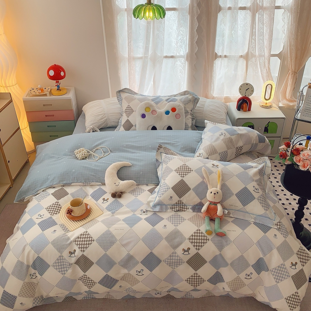 91家纺网 家纺一手货源 找家纺 奈萝家纺 2025新款全棉纯棉小清新印花四件套-第二波 青春马达