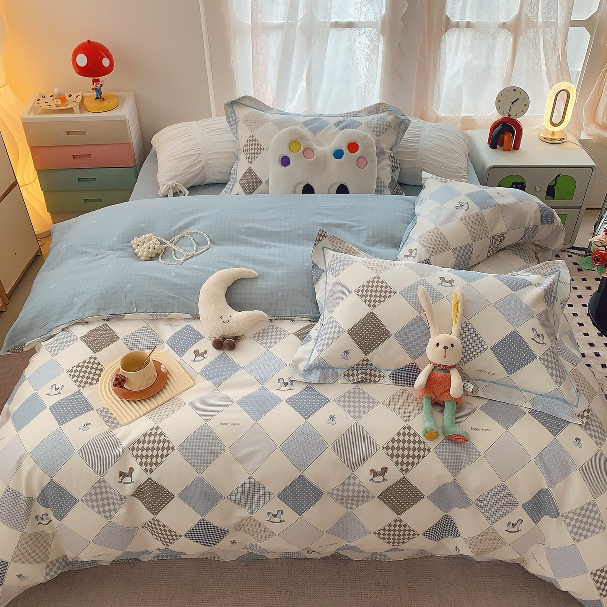 91家纺网 家纺一手货源 找家纺 奈萝家纺 2025新款全棉纯棉小清新印花四件套-第二波 青春马达