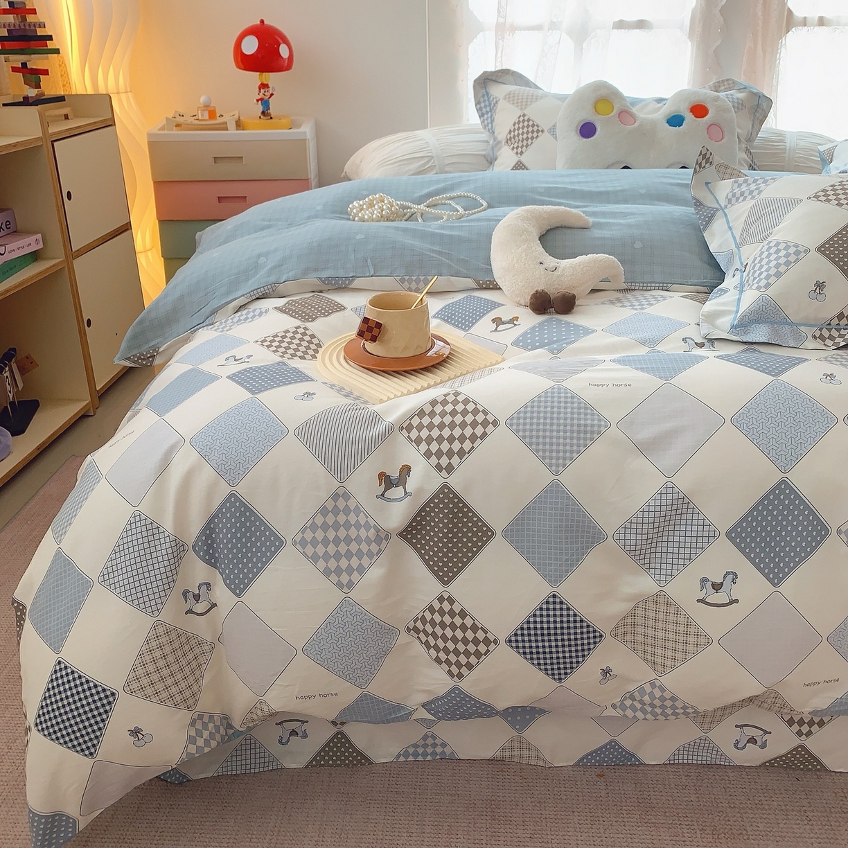 91家纺网 家纺一手货源 找家纺 奈萝家纺 2025新款全棉纯棉小清新印花四件套-第二波 青春马达