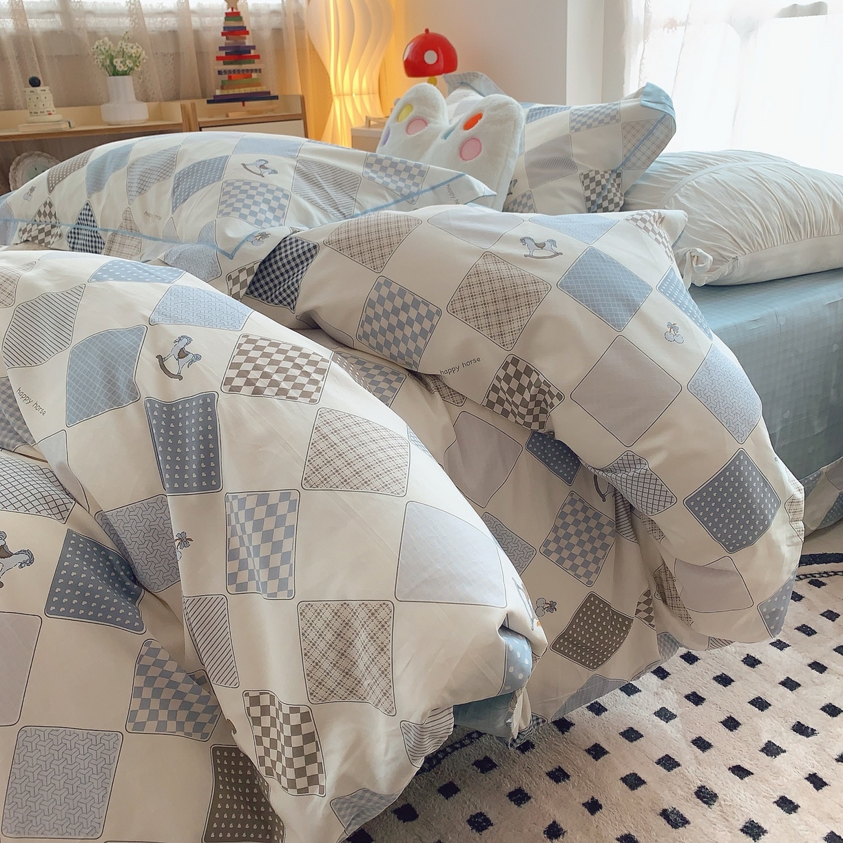 91家纺网 家纺一手货源 找家纺 奈萝家纺 2025新款全棉纯棉小清新印花四件套-第二波 青春马达