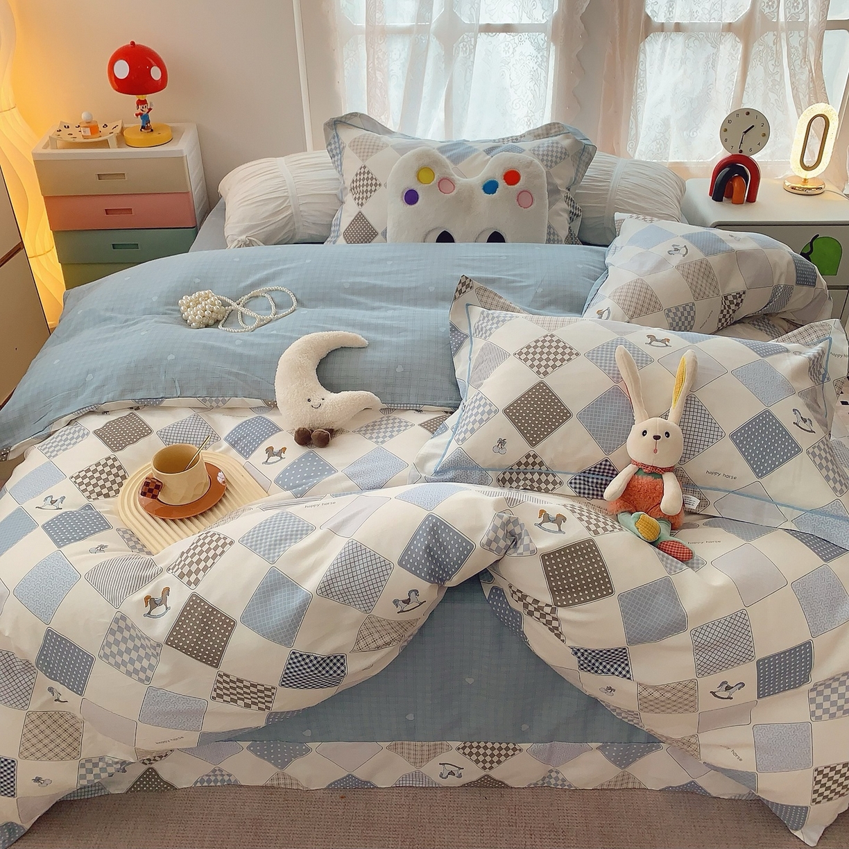 91家纺网 家纺一手货源 找家纺 奈萝家纺 2025新款全棉纯棉小清新印花四件套-第二波 青春马达