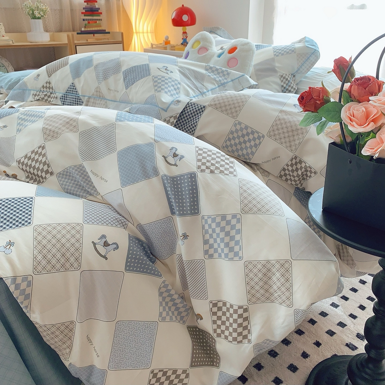 91家纺网 家纺一手货源 找家纺 奈萝家纺 2025新款全棉纯棉小清新印花四件套-第二波 青春马达